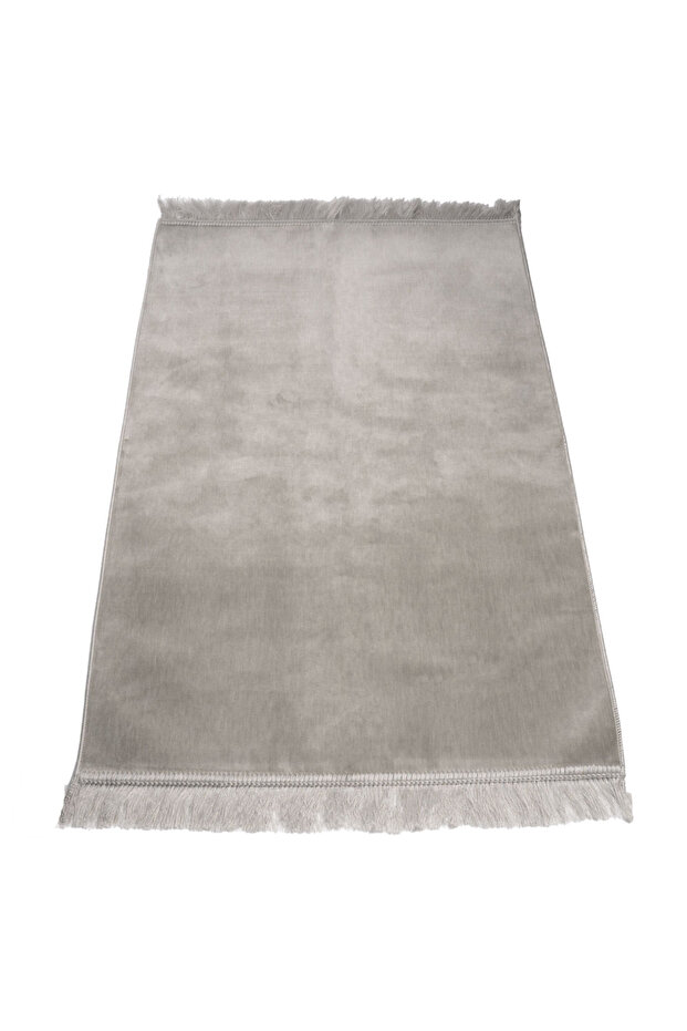 Velvet Velur Prayer Rug Solid Color (70X110 Cm.) Gray)