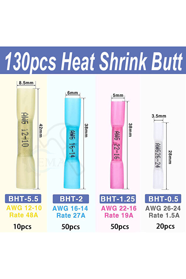 130pcs 80/130/220/350PCS/Box Heat Shrink Butt Wire Connector Kit Insulated Waterproof Electrical Wir