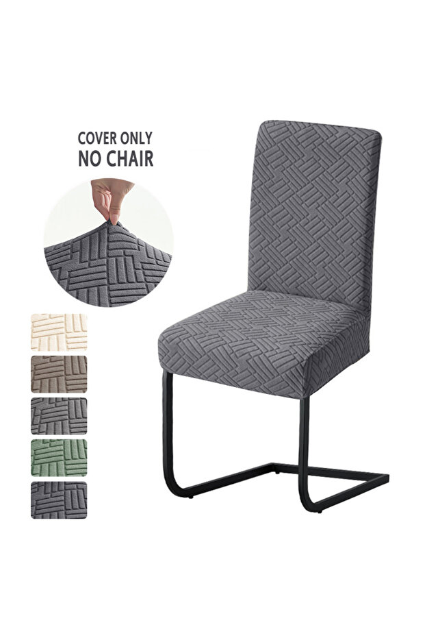 2pcs A5 Dark Grey Cover 1/2pcs Jacquard Fabric Dining Chair Covers Stretch Kitchen Chair Slipcovers