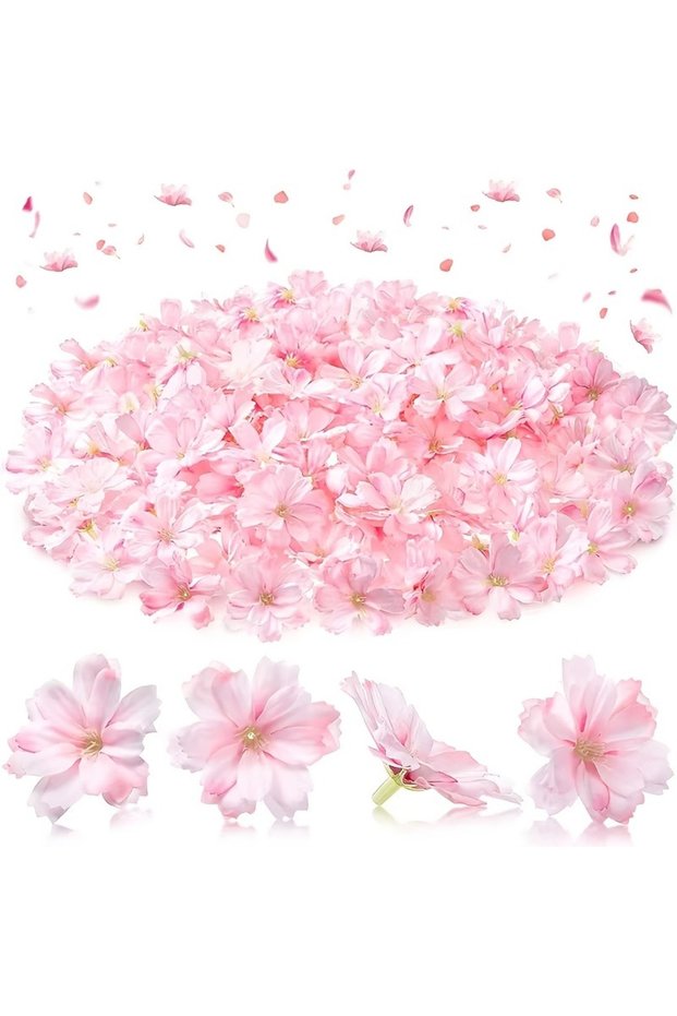 50Pcs Pink 50Pcs 4.5CM Artificial Flowers Heads Silk Fake Flower for Home Decor Wedding Decoration D