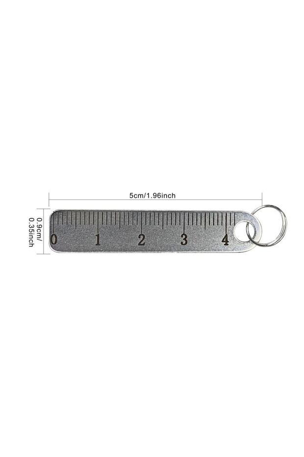 silvery Portable Stainless Steel Mini Ruler with Keychain - Measuring Tool for Office and School Sup