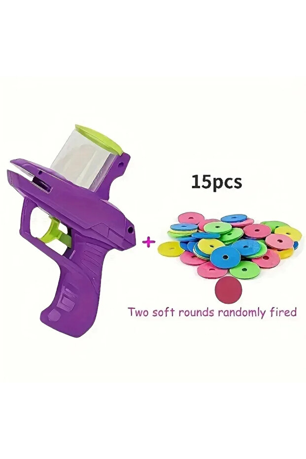purple Pet Flying Disc Launcher Toy Durable Chew Resistant Interactive Play Toy with 15 Reusable Foa