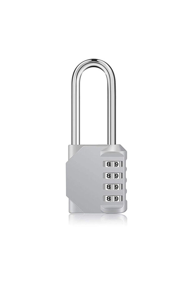 silver big 4 Digit Long Shackle Combination Padlock Waterproof Outdoor Password Lock for School Gym