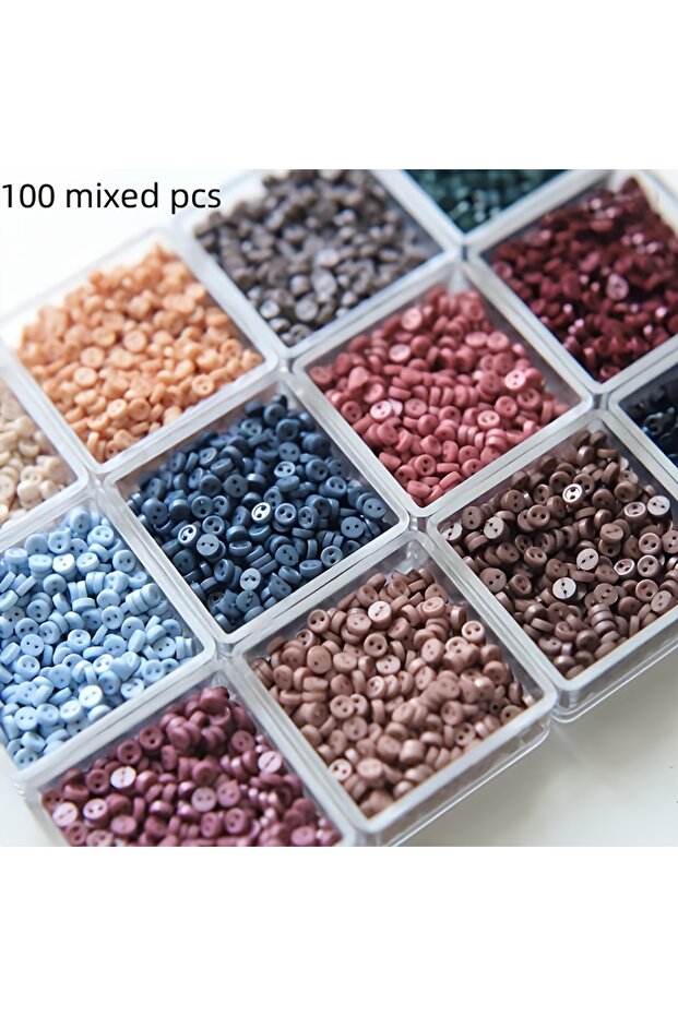100Pcs Random Color 3mm Mini Buttons Retro Resin Button for DIY Cartoon Dolls Clothes Shoes Sewing S