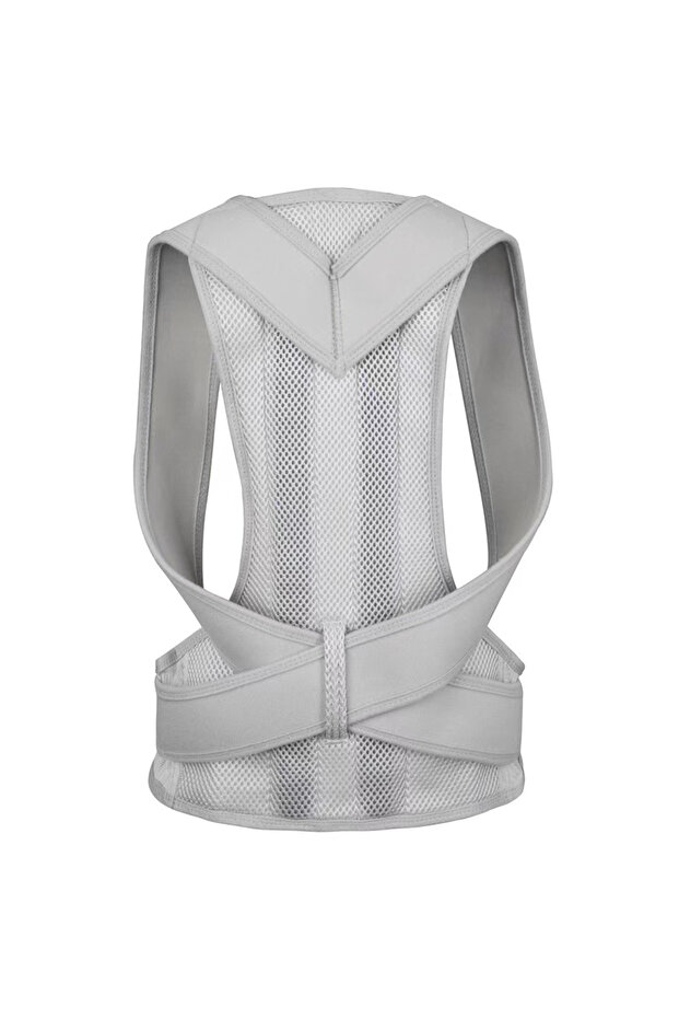 M Grey Back Brace Posture Corrector Belt for Women & Men Back Lumbar Support, Adjustable Shoulder Po