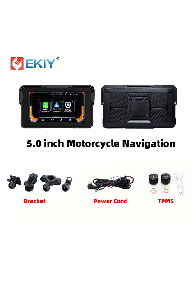 لوحة قيادة رقمية محمولة للدراجات النارية من نوع M11A-TP EKIY بشاشة 5.0 بوصة مع دعم Wireless CarPlay وAndroid Auto.