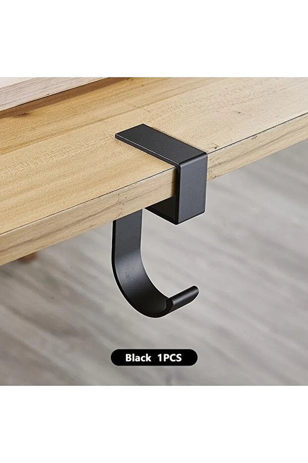 black Aluminum Desk Hook Organizer Anti-Slip Design Sleek Black White for Office Student Desk Organi