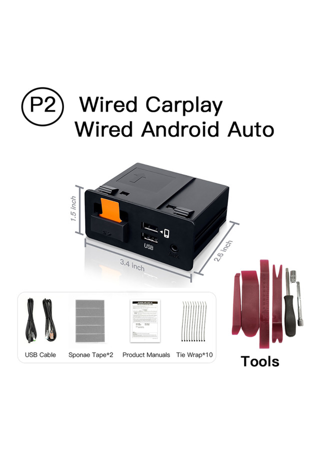 محول P2 السلكي أو P3 اللاسلكي الجديد لـ CarPlay و Android Auto مع موزع USB لتعديل السيارات الأصلية