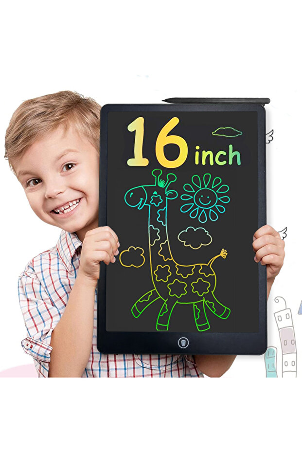 لوح رسم رقمي أسود بشاشة LCD كبيرة مقاس 16 بوصة، أداة فنية للرسم والكتابة والتعلم