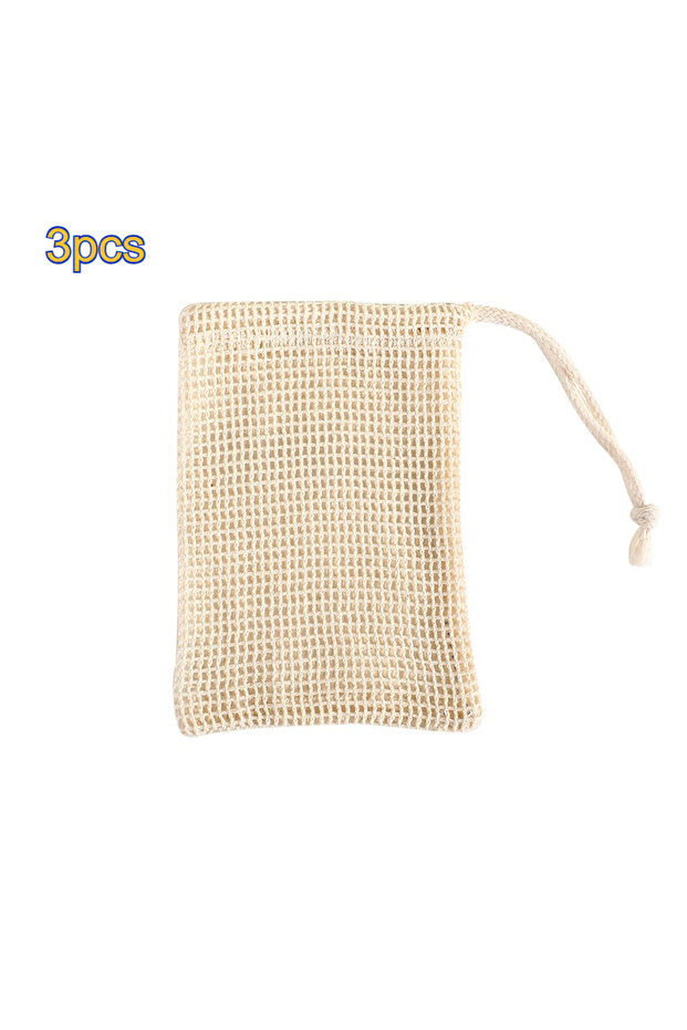 3pcs Natural Mesh Soap Bags - Soft, Reusable & Breathable Facial Cleansing Foam Nets , Ideal for Tra