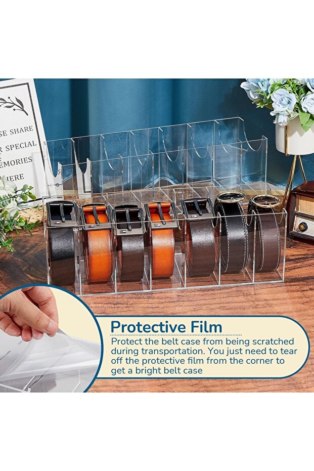 Acrylic Belt Organizer – Transparent Multi-Slot Belt Storage Rack for Closet & Wardrobe