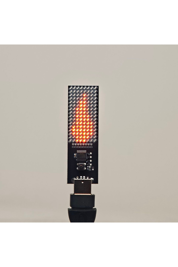 شمعة سايبر برتقالية بإضاءة LED ماتريكس، تعمل بمنفذ USB، مؤقت على شكل ساعة رملية، تأثيرات متحركة، مصباح مزاجي للديكور