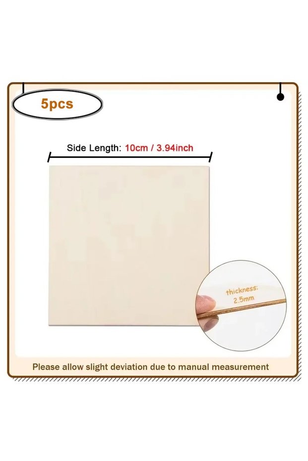 5pcs 10cm 1-10cm Unfinished Wood Square Pieces, Blank Wood Squares Slices Cutouts for DIY Crafts Pai