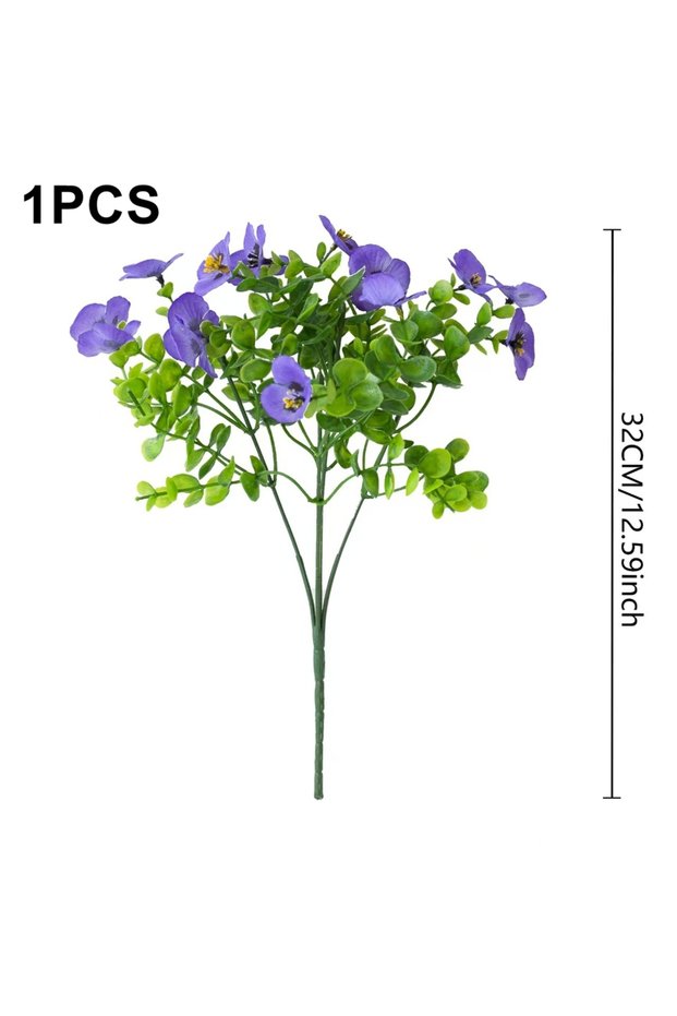1 PC VIOLET/紫罗兰 Artificial Flowers Silk Pansy Outdoor Garden Wedding Bridal Bouquet Home Yard Vase D