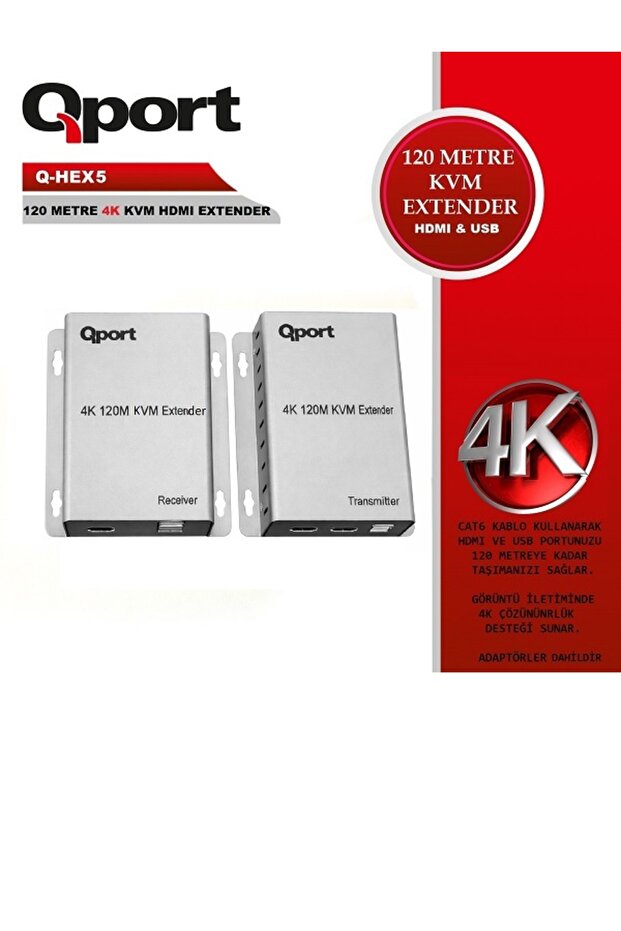 Q-HEX5 KVM 4K HDMI CAT6 120M 2 PACK EXTENDER