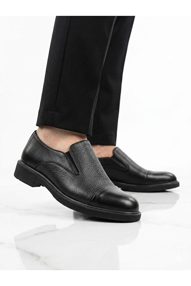 Men's genuine leather black casual classic shoes