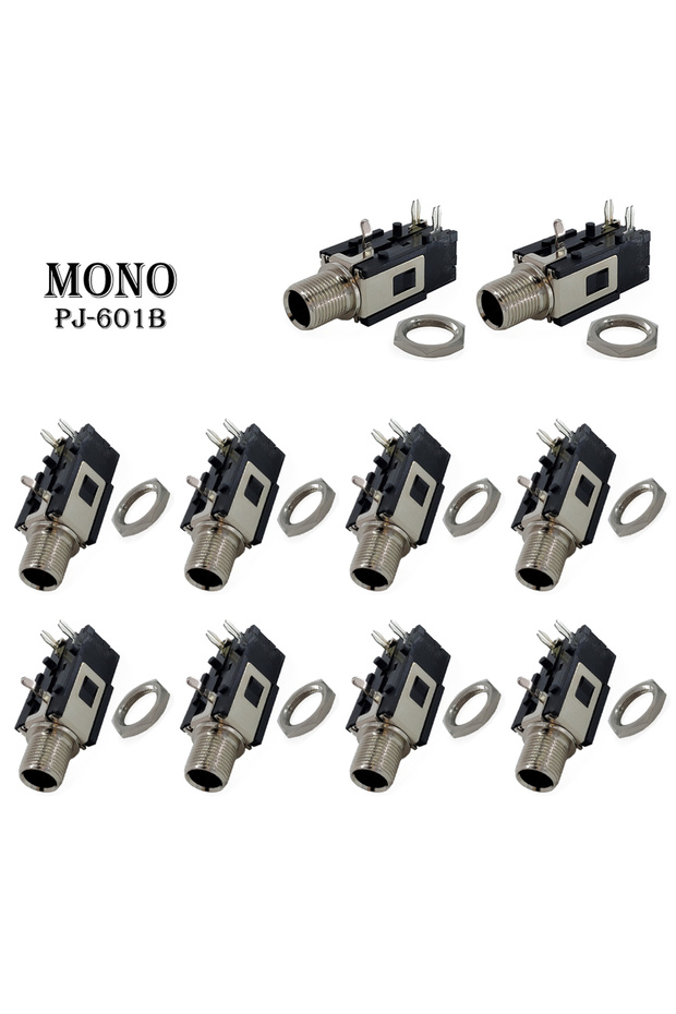 10PCS Black Mono 10PCS 1/4 Inch 6.35mm Panel Mount Female Jack Audio Stereo/Mono Connector with Thre