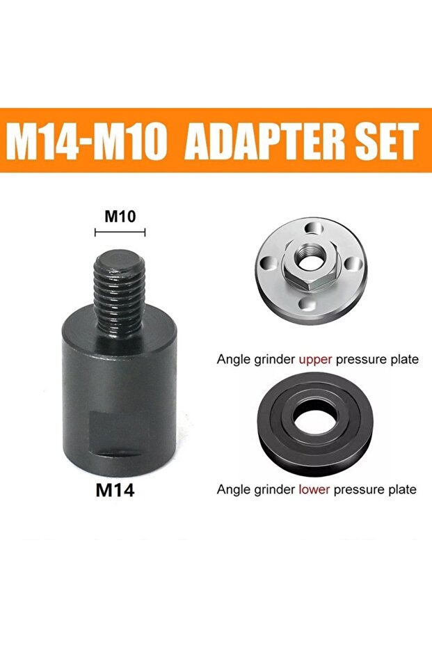 طقم محولات M14 إلى M10 أسود اللون، 3 قطع، محول خيطي، موصل واجهة، وصلة برغي