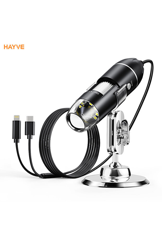 1600X black Hayve USB Microscope 1600X Zoom 1920P HD Electronic Digital Microscopes for Soldering wi