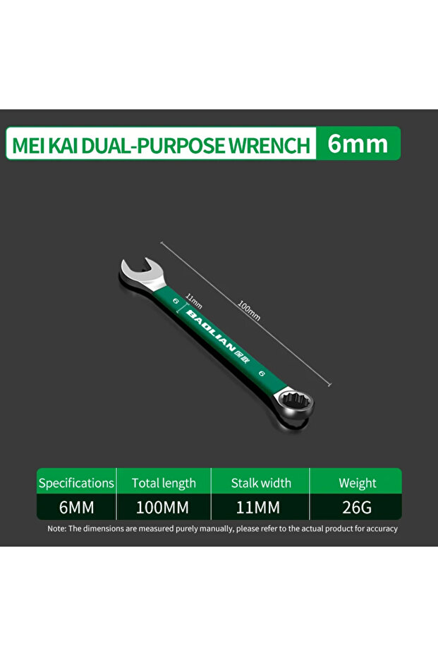 6mm BaoLian Durable Wrench 6-19mm Plum Blossoms Open Combination Wrench Two-Way Double Fast Wrench A