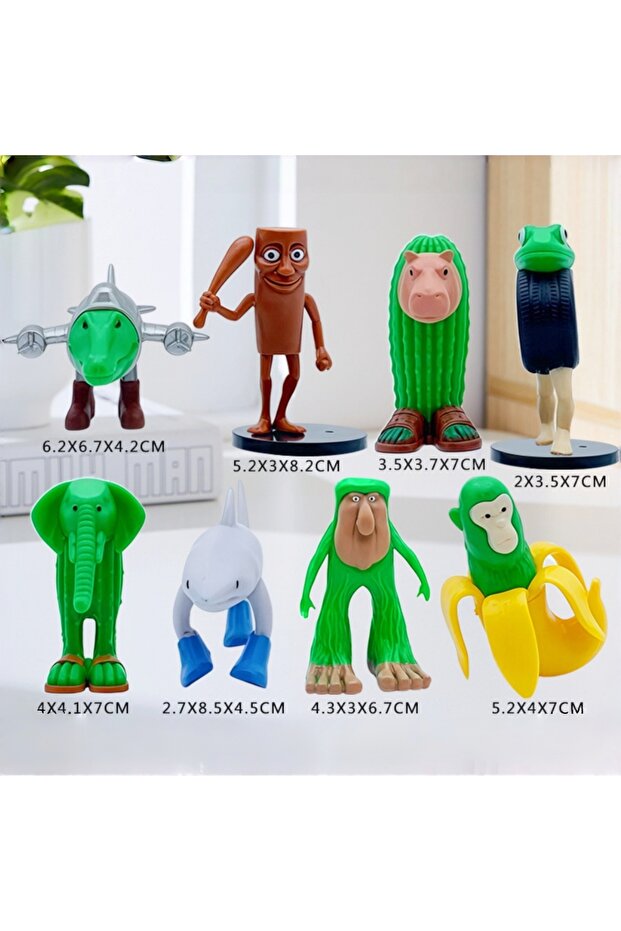 8pcs set 8Pcs Fun Brainrot Abstract Animals Theme Birthday Cake Topper Decoration Ornaments Decor Su