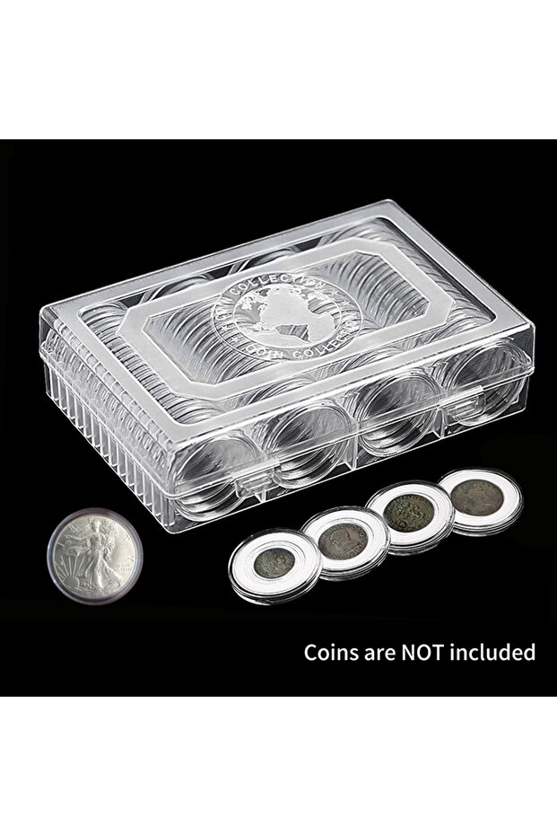 American Map 41mm Transparent 60 Coin Holder Round Coin Capsule Storage Container for Collectibles M