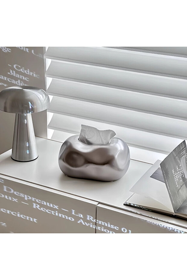 Silvery Nordic Ceramic Tissue Box Advanced Napkin Holder Living Room Dining Table Tissue Case Househ