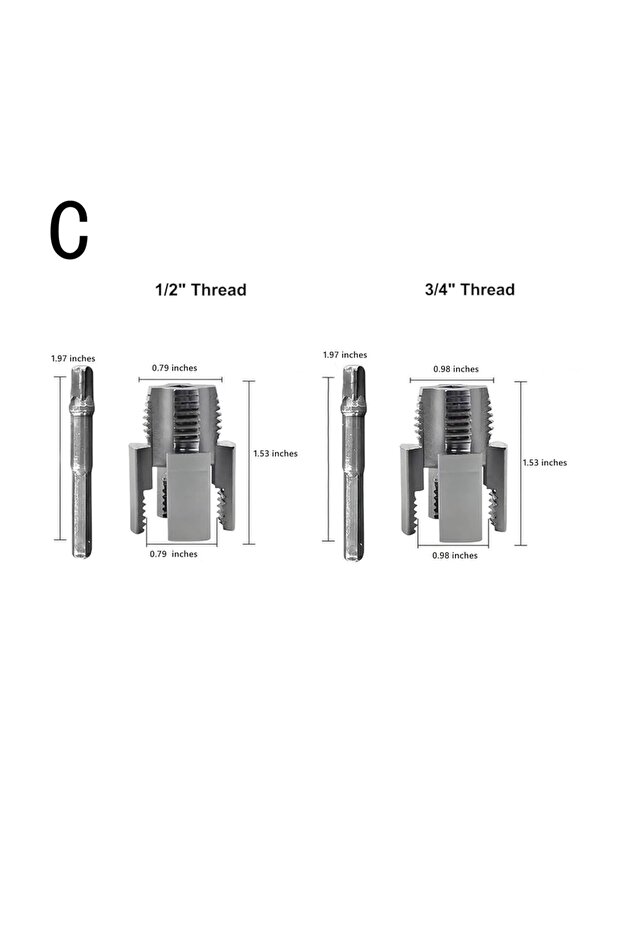 أداة قطع خيوط الأنابيب C 1pc، طقم تقطيع خيوط أنابيب PVC متكامل للخيوط الداخلية والخارجية. - 1