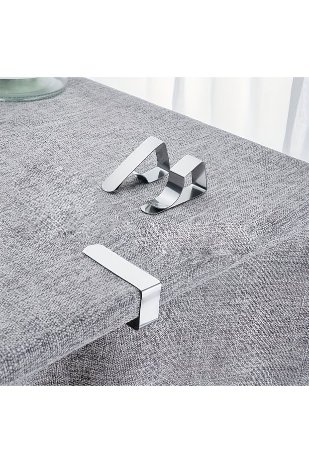 8pcs 8 Pieces of Stainless Steel Tablecloth Clip Trapezoidal Tablecloth Fixing Clip Anti Slip Fixing