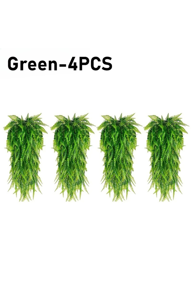 Green-4PCS Persian Grass Simulation Wall Hanging Artificial Ferns Vine Plants Hanging Green Plants I