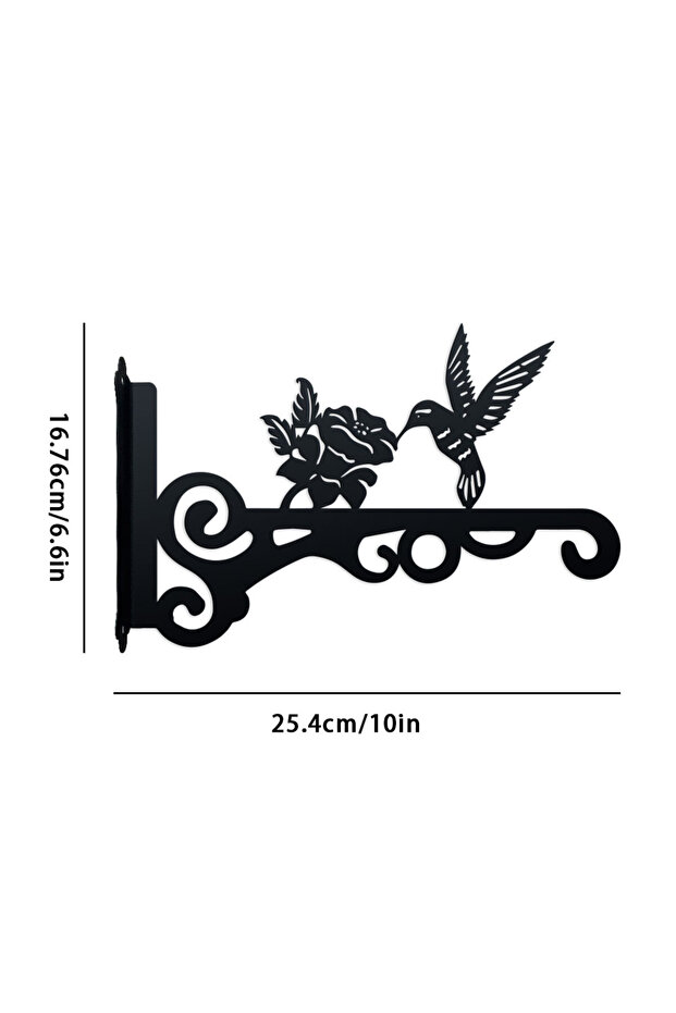 TY-295 1pc Metal Black Iron Wall Plant Hooks with Graceful Bird Design Rust-Resistant Metal Hangers