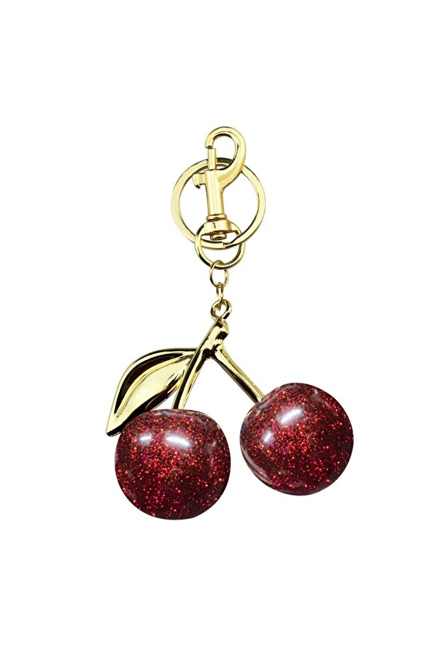 red Exquisite Red Cherry Fruit Bag Charm Keychain for Elegant Women Backpack Purse Pendant Earring J