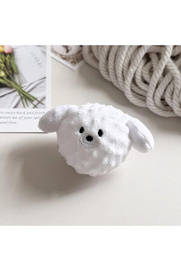 WHITE Squeaky Puppy Ball Toy - Spiked Bouncing Chew for Teeth Cleaning, Interactive Pet Toy for Smal