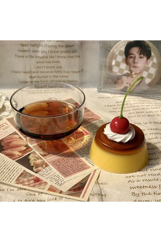 Cup pudding Cream Pudding Ornament Photo Props Desktop Birthday Gift with Tea Drop Glue Cute Girl Gi