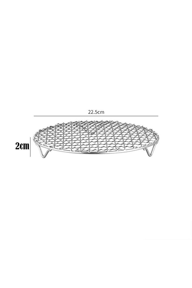 22.5cm Round Air Fryer Rack Stackable Stainless Steel Grid Grill BBQ Net with Foot Cooling Rack Stea