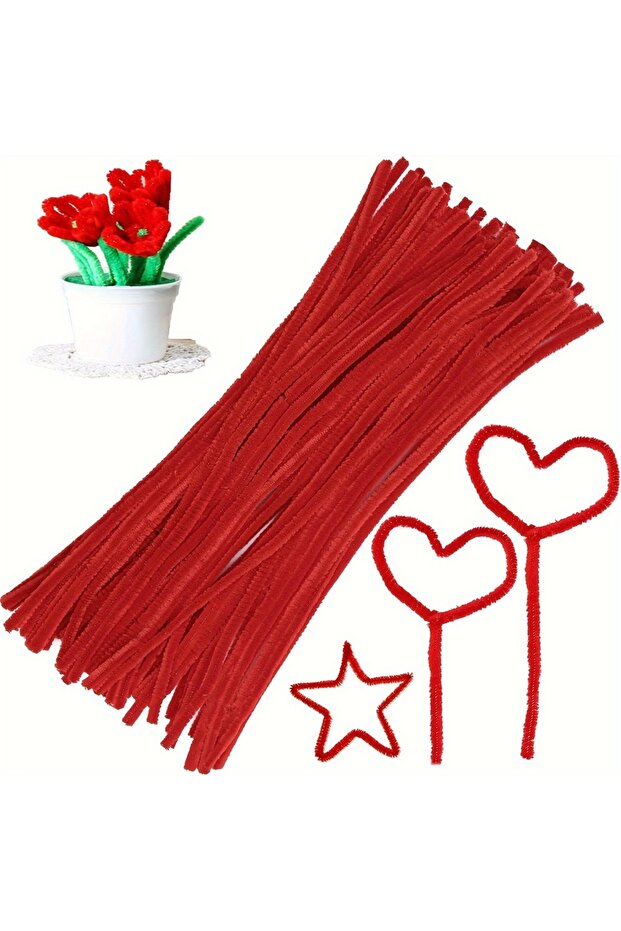 Red 100 Pcs Red Pipe Cleaners,Pipe Cleaners for Crafts,Pipe Cleaner Crafts,Chenille Stems for Craft