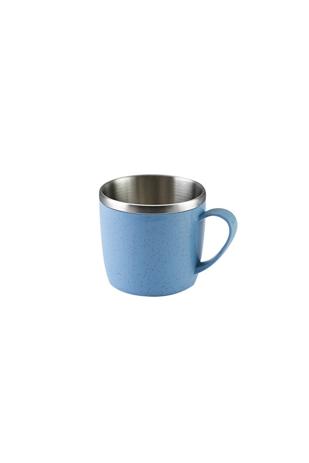 220ML Sky Blue Simple Solid Color Stainless Steel Mug Wheat Straw Element Small Water Cup Children's