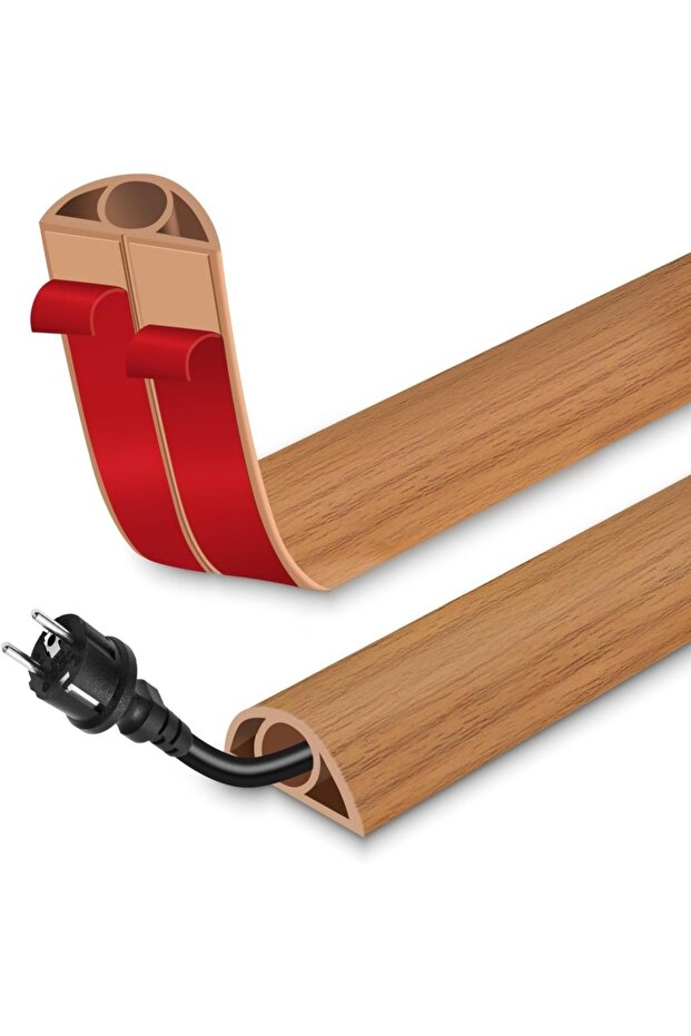 2m Yellow oak 1pc 1m/2m/3meters Floor Cable Cover PVC Cord Protector Self-Adhesive Wood Grain Cable
