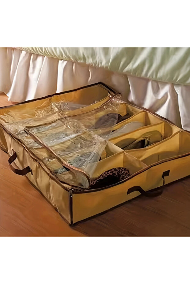 As picture shows 1PC - Transparent shoe storage box at the bottom of the bed, 12 grid dustproof and