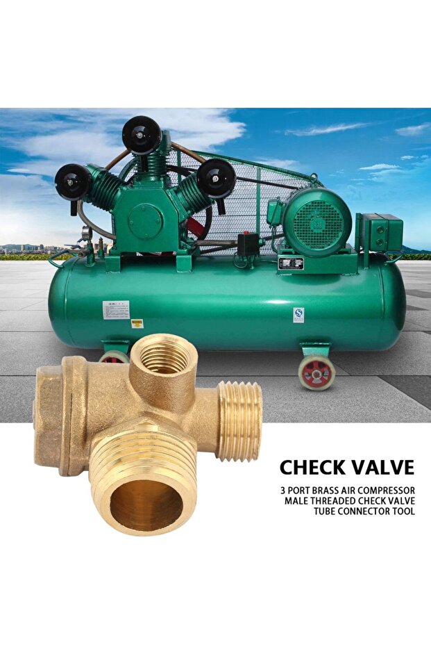 3 Port Brass Air Compressor Male Threaded Check Valve Tube Connector Tool Brass Check Valve Air C...