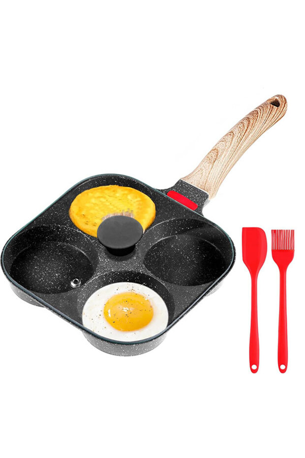 Deepened Black Set Deepened Egg Frying Pan with Lid 4-Cup Nonstick Granite Omelette Pan Skillet Panc