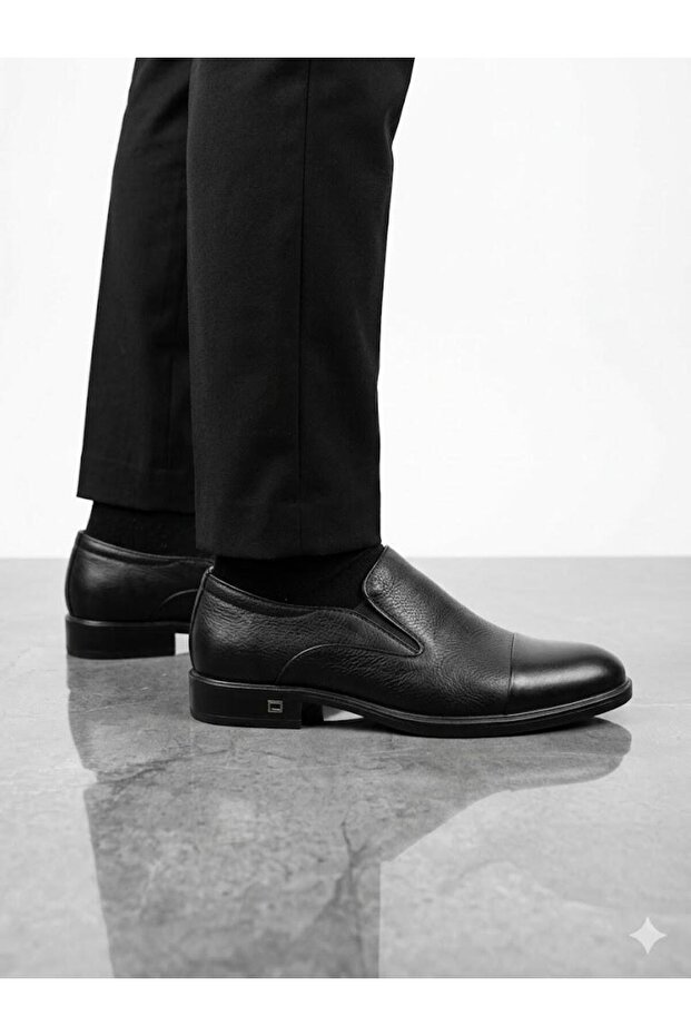 Men's genuine leather black casual classic shoes