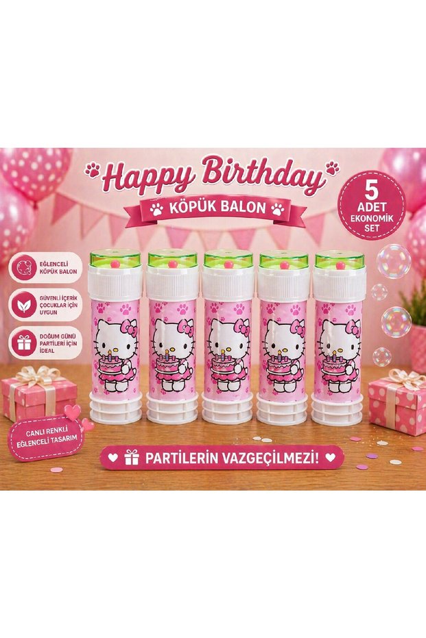 Happy Birthday Foam Balloon Set of 10 Pink Cat Themed Birthday Party Toy Fun Foam Bubble for Kids