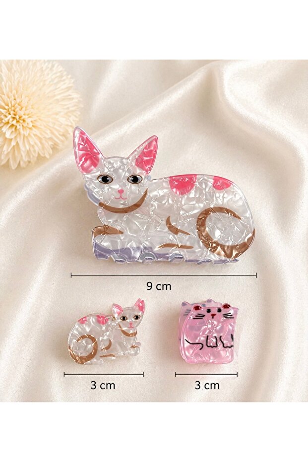 Cat Model Bone Hairpins Set of 3