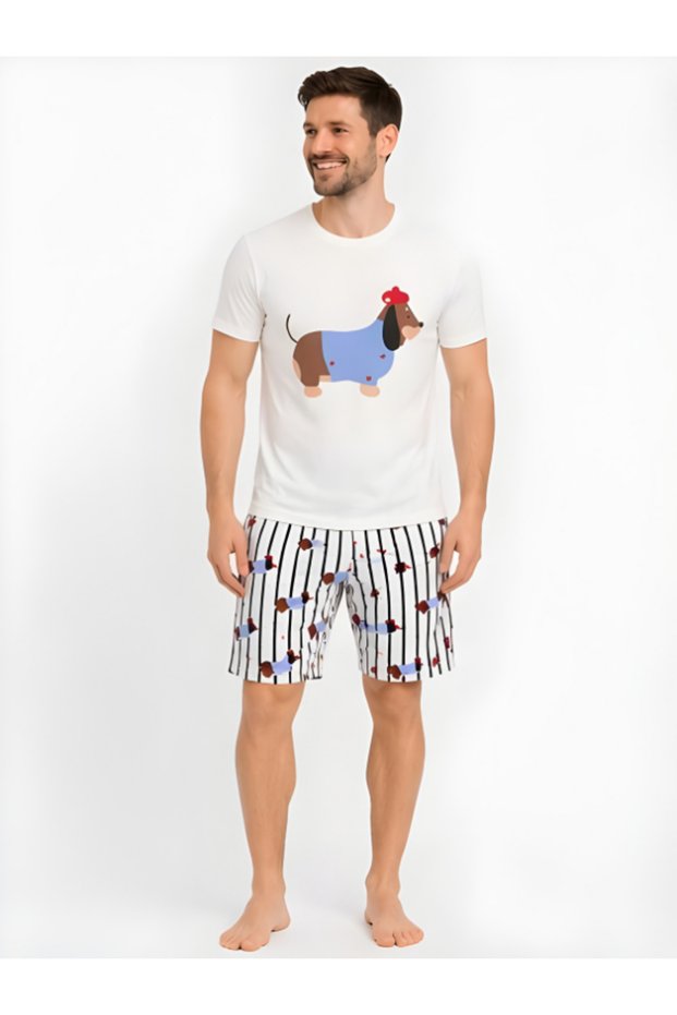 Men's Printed Shorts Cotton Summer Pajama Set