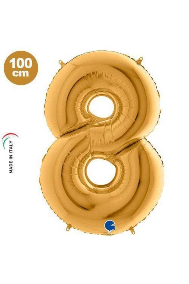 8 Foil Balloons Gold (100X70 cm)