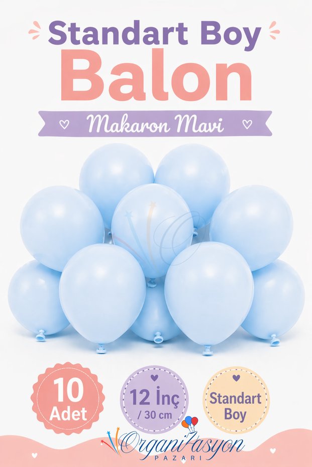 10 Pieces 12 Inch Medium Size Macaron Blue Color Balloon Set | Decor Balloon