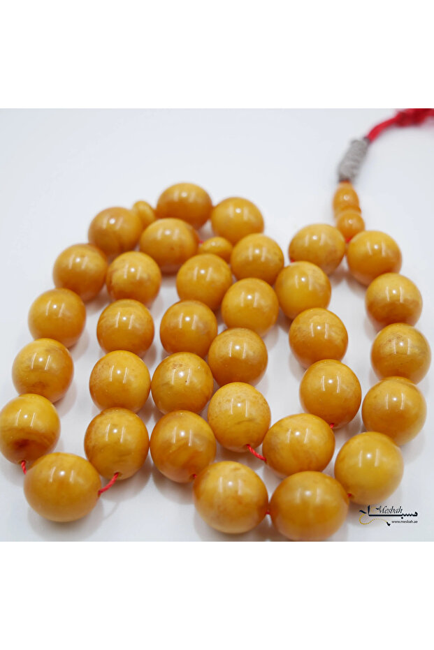 Heat-pressed amber rosary 33 beads 40 g 12 -13.5 mm