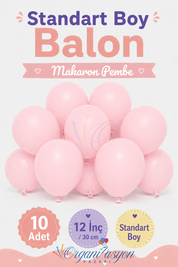10 Pieces 12 Inch Medium Size Macaron Pink Color Balloon Set | Decor Balloon