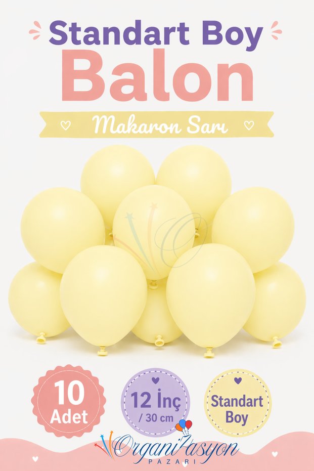 10 Pieces 12 Inch Medium Size Macaron Yellow Color Balloon Set |   Decor Balloon